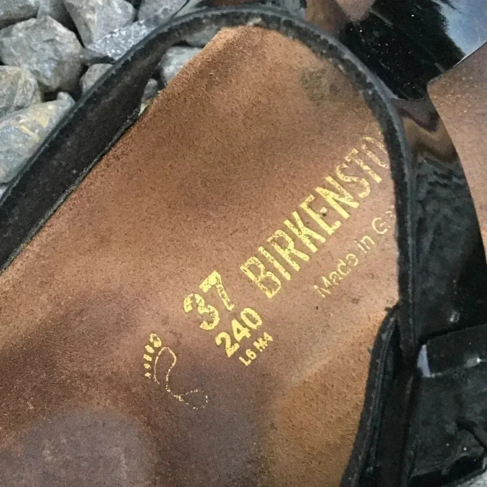 Birkenstock Gizeh Black Patent Leather Sandals 37
